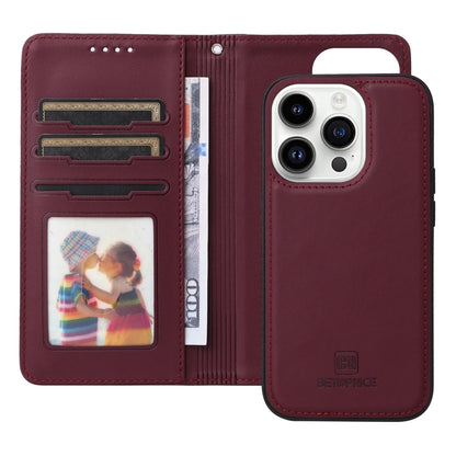 For iPhone 14 Pro BETOPNICE BN-005 2 in 1 Detachable Imitate Genuine Leather Phone Case(Wine Red) by BETOPNICE