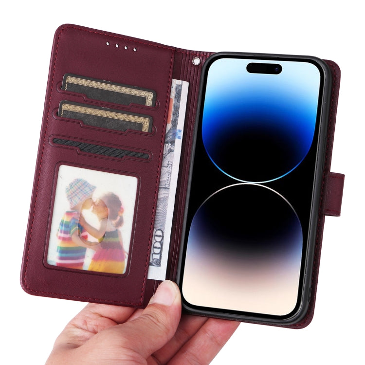 For iPhone 14 Pro BETOPNICE BN-005 2 in 1 Detachable Imitate Genuine Leather Phone Case(Wine Red) by BETOPNICE