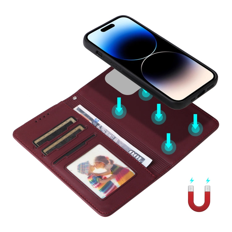 For iPhone 14 Pro BETOPNICE BN-005 2 in 1 Detachable Imitate Genuine Leather Phone Case(Wine Red) by BETOPNICE