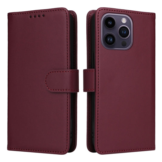For iPhone 14 Pro Max BETOPNICE BN-005 2 in 1 Detachable Imitate Genuine Leather Phone Case(Wine Red) by BETOPNICE