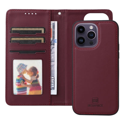 For iPhone 14 Pro Max BETOPNICE BN-005 2 in 1 Detachable Imitate Genuine Leather Phone Case(Wine Red) by BETOPNICE