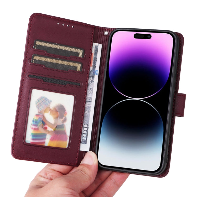 For iPhone 14 Pro Max BETOPNICE BN-005 2 in 1 Detachable Imitate Genuine Leather Phone Case(Wine Red) by BETOPNICE