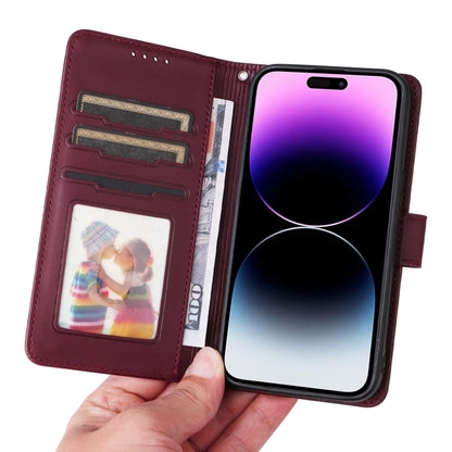 For iPhone 14 Pro Max BETOPNICE BN-005 2 in 1 Detachable Imitate Genuine Leather Phone Case(Wine Red) by BETOPNICE