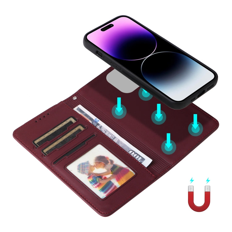 For iPhone 14 Pro Max BETOPNICE BN-005 2 in 1 Detachable Imitate Genuine Leather Phone Case(Wine Red) by BETOPNICE