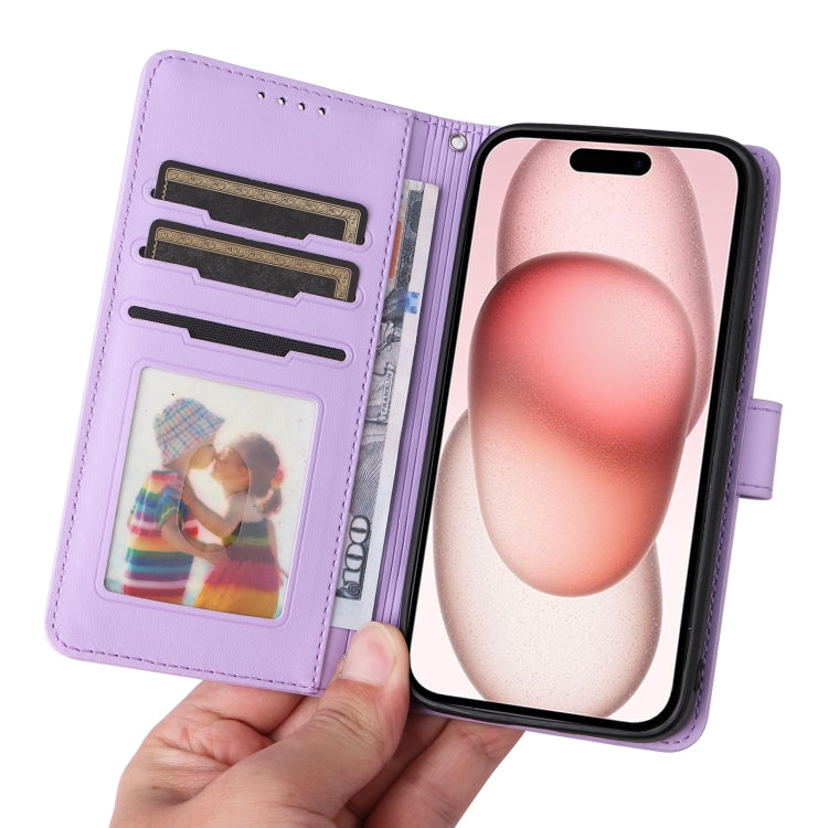 For iPhone 15 BETOPNICE BN-005 2 in 1 Detachable Imitate Genuine Leather Phone Case(Light Purple) by BETOPNICE