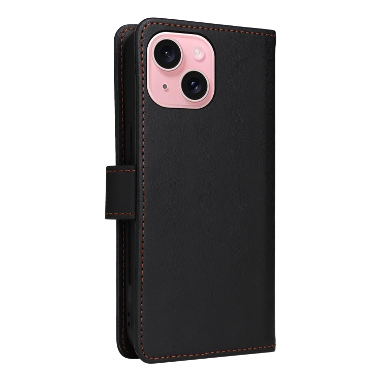 For iPhone 15 BETOPNICE BN-005 2 in 1 Detachable Imitate Genuine Leather Phone Case(Black) by BETOPNICE