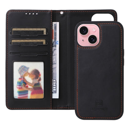 For iPhone 15 BETOPNICE BN-005 2 in 1 Detachable Imitate Genuine Leather Phone Case(Black) by BETOPNICE