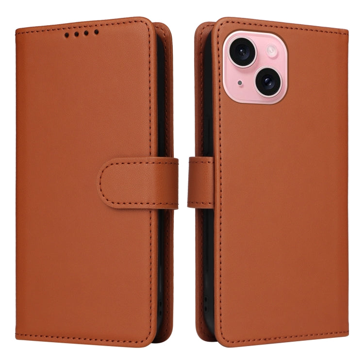 For iPhone 15 BETOPNICE BN-005 2 in 1 Detachable Imitate Genuine Leather Phone Case(Brown) by BETOPNICE