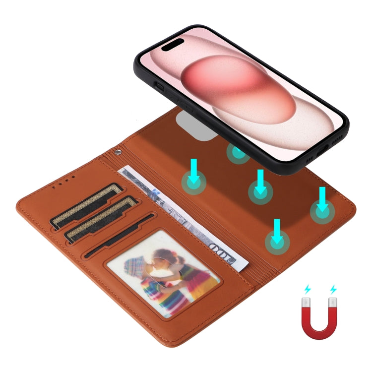 For iPhone 15 BETOPNICE BN-005 2 in 1 Detachable Imitate Genuine Leather Phone Case(Brown) by BETOPNICE