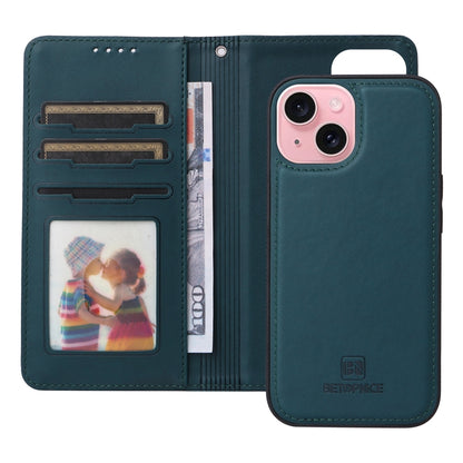 For iPhone 15 BETOPNICE BN-005 2 in 1 Detachable Imitate Genuine Leather Phone Case(Blue) by BETOPNICE