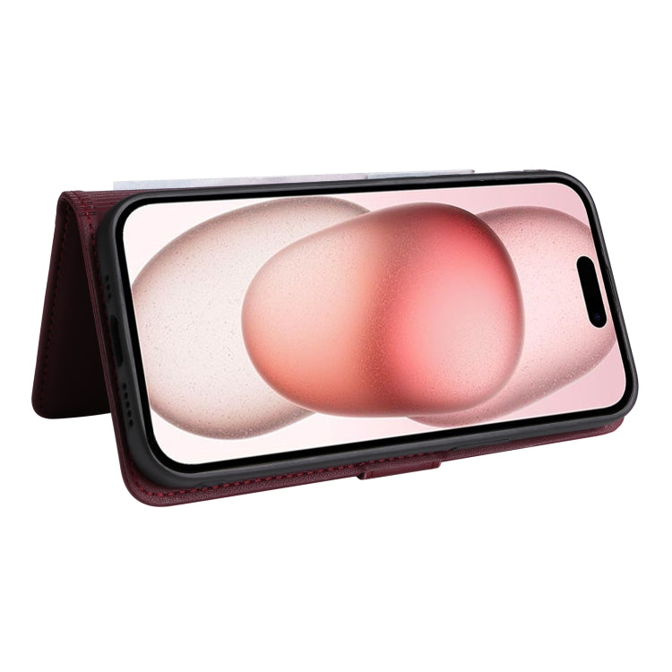 For iPhone 15 BETOPNICE BN-005 2 in 1 Detachable Imitate Genuine Leather Phone Case(Wine Red) by BETOPNICE