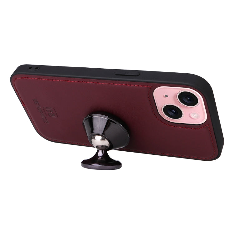 For iPhone 15 BETOPNICE BN-005 2 in 1 Detachable Imitate Genuine Leather Phone Case(Wine Red) by BETOPNICE