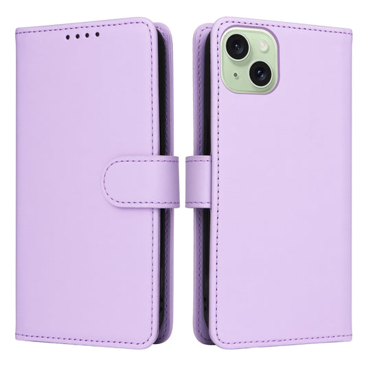 For iPhone 15 Plus BETOPNICE BN-005 2 in 1 Detachable Imitate Genuine Leather Phone Case(Light Purple) by BETOPNICE