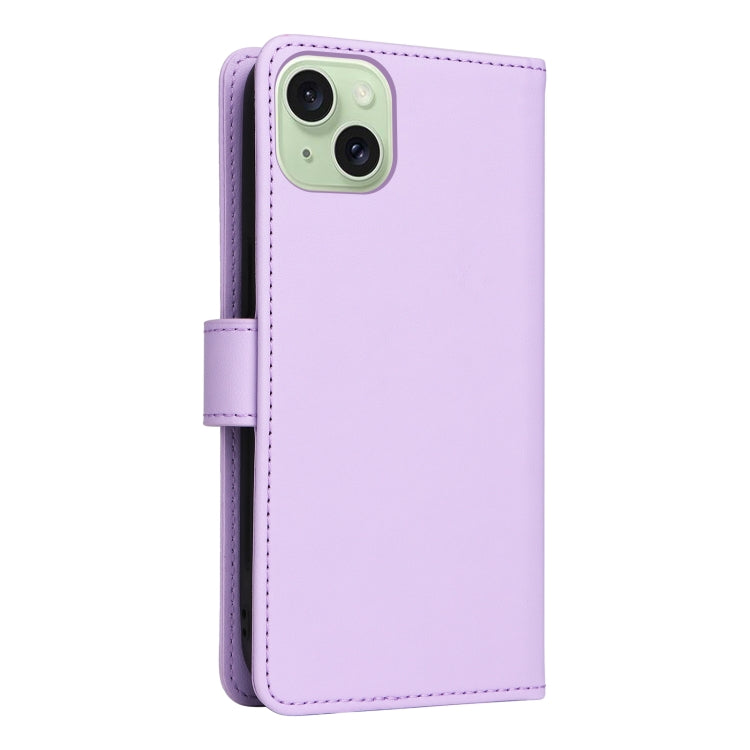 For iPhone 15 Plus BETOPNICE BN-005 2 in 1 Detachable Imitate Genuine Leather Phone Case(Light Purple) by BETOPNICE