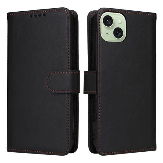 For iPhone 15 Plus BETOPNICE BN-005 2 in 1 Detachable Imitate Genuine Leather Phone Case(Black) by BETOPNICE