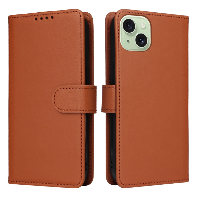 For iPhone 15 Plus BETOPNICE BN-005 2 in 1 Detachable Imitate Genuine Leather Phone Case(Brown) by BETOPNICE