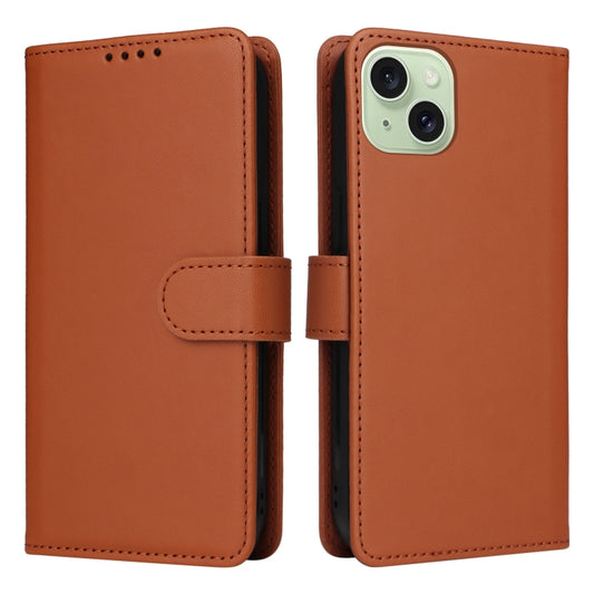 For iPhone 15 Plus BETOPNICE BN-005 2 in 1 Detachable Imitate Genuine Leather Phone Case(Brown) by BETOPNICE