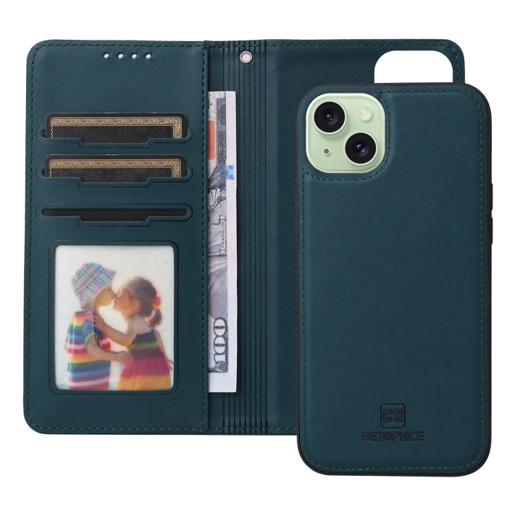 For iPhone 15 Plus BETOPNICE BN-005 2 in 1 Detachable Imitate Genuine Leather Phone Case(Blue) by BETOPNICE