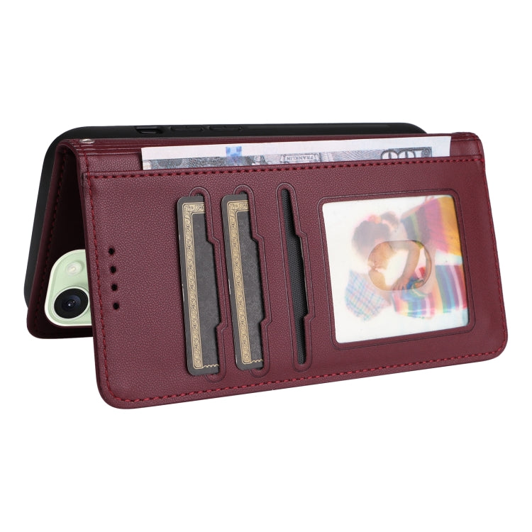 For iPhone 15 Plus BETOPNICE BN-005 2 in 1 Detachable Imitate Genuine Leather Phone Case(Wine Red) by BETOPNICE