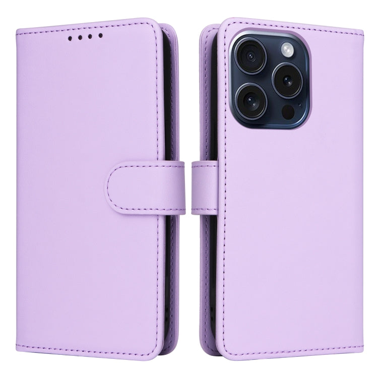 For iPhone 15 Pro BETOPNICE BN-005 2 in 1 Detachable Imitate Genuine Leather Phone Case(Light Purple) by BETOPNICE