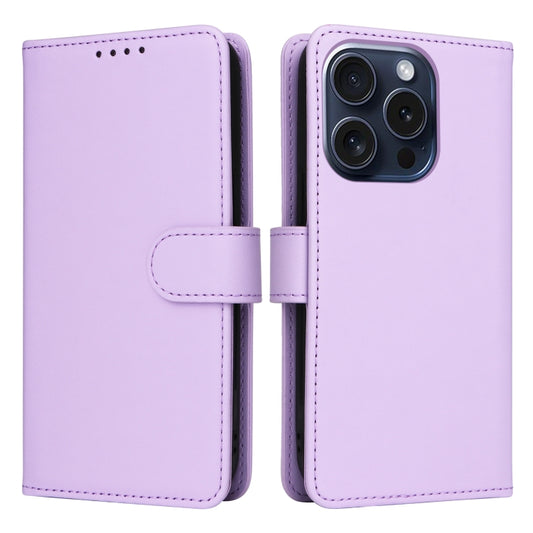For iPhone 15 Pro BETOPNICE BN-005 2 in 1 Detachable Imitate Genuine Leather Phone Case(Light Purple) by BETOPNICE