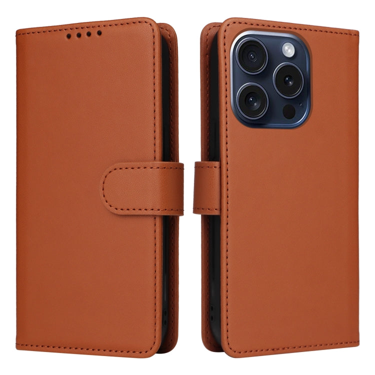 For iPhone 15 Pro BETOPNICE BN-005 2 in 1 Detachable Imitate Genuine Leather Phone Case(Brown) by BETOPNICE