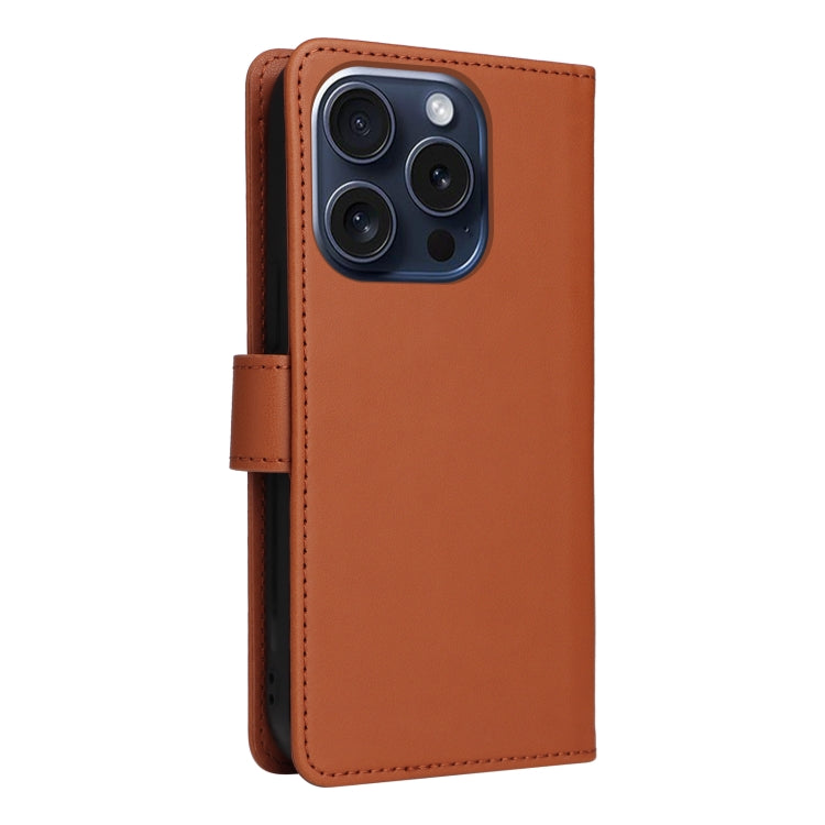 For iPhone 15 Pro BETOPNICE BN-005 2 in 1 Detachable Imitate Genuine Leather Phone Case(Brown) by BETOPNICE
