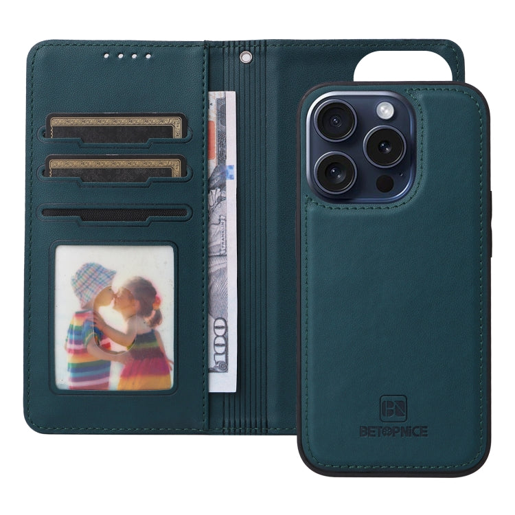 For iPhone 15 Pro BETOPNICE BN-005 2 in 1 Detachable Imitate Genuine Leather Phone Case(Blue) by BETOPNICE