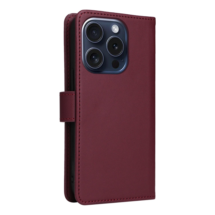 For iPhone 15 Pro BETOPNICE BN-005 2 in 1 Detachable Imitate Genuine Leather Phone Case(Wine Red) by BETOPNICE