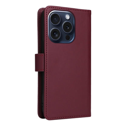 For iPhone 15 Pro BETOPNICE BN-005 2 in 1 Detachable Imitate Genuine Leather Phone Case(Wine Red) by BETOPNICE