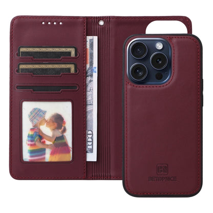 For iPhone 15 Pro BETOPNICE BN-005 2 in 1 Detachable Imitate Genuine Leather Phone Case(Wine Red) by BETOPNICE