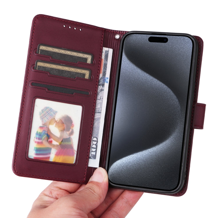 For iPhone 15 Pro BETOPNICE BN-005 2 in 1 Detachable Imitate Genuine Leather Phone Case(Wine Red) by BETOPNICE