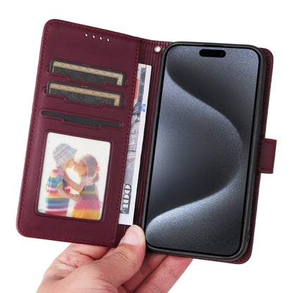 For iPhone 15 Pro BETOPNICE BN-005 2 in 1 Detachable Imitate Genuine Leather Phone Case(Wine Red) by BETOPNICE