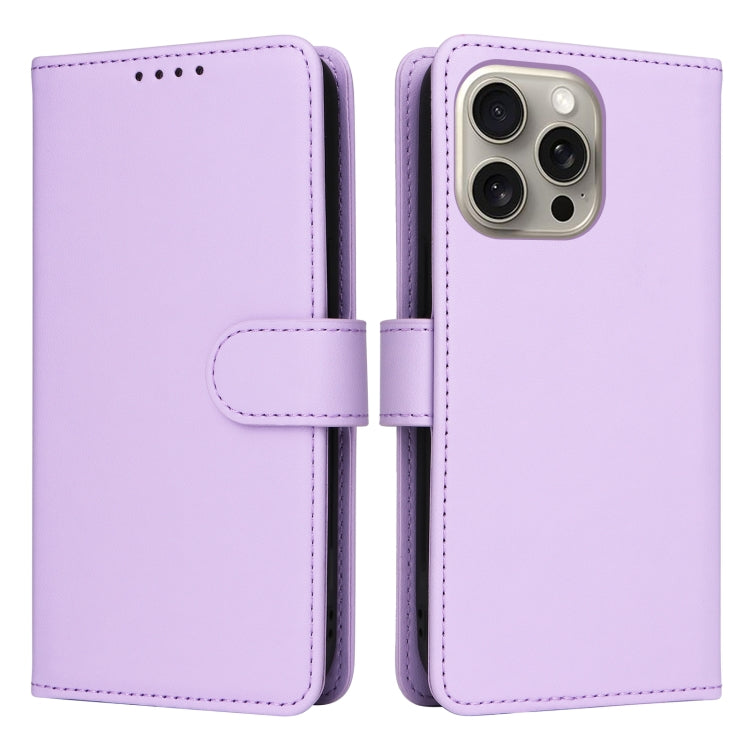 For iPhone 15 Pro Max BETOPNICE BN-005 2 in 1 Detachable Imitate Genuine Leather Phone Case(Light Purple) by BETOPNICE