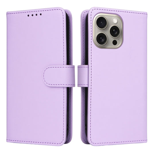 For iPhone 15 Pro Max BETOPNICE BN-005 2 in 1 Detachable Imitate Genuine Leather Phone Case(Light Purple) by BETOPNICE