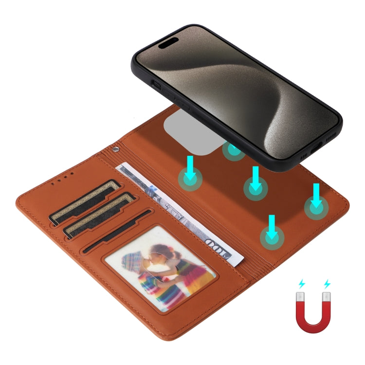 For iPhone 15 Pro Max BETOPNICE BN-005 2 in 1 Detachable Imitate Genuine Leather Phone Case(Brown) by BETOPNICE