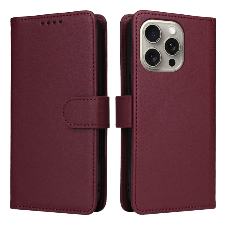 For iPhone 15 Pro Max BETOPNICE BN-005 2 in 1 Detachable Imitate Genuine Leather Phone Case(Wine Red) by BETOPNICE