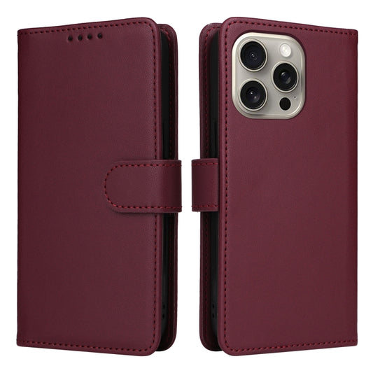 For iPhone 15 Pro Max BETOPNICE BN-005 2 in 1 Detachable Imitate Genuine Leather Phone Case(Wine Red) by BETOPNICE
