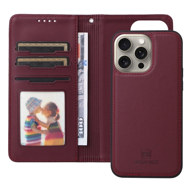 For iPhone 15 Pro Max BETOPNICE BN-005 2 in 1 Detachable Imitate Genuine Leather Phone Case(Wine Red) by BETOPNICE