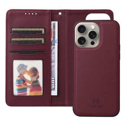For iPhone 15 Pro Max BETOPNICE BN-005 2 in 1 Detachable Imitate Genuine Leather Phone Case(Wine Red) by BETOPNICE