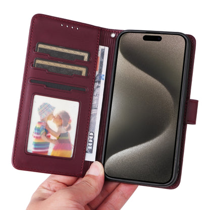 For iPhone 15 Pro Max BETOPNICE BN-005 2 in 1 Detachable Imitate Genuine Leather Phone Case(Wine Red) by BETOPNICE