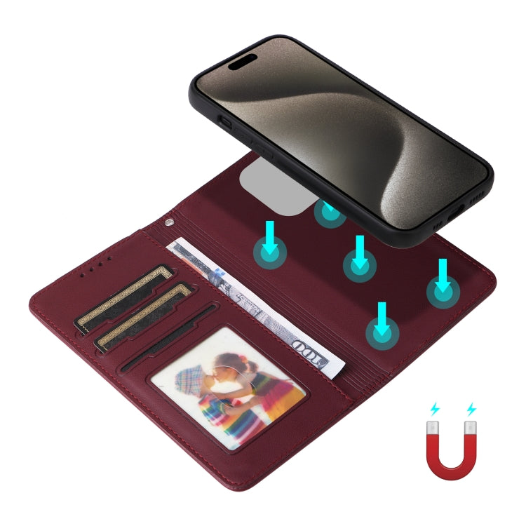 For iPhone 15 Pro Max BETOPNICE BN-005 2 in 1 Detachable Imitate Genuine Leather Phone Case(Wine Red) by BETOPNICE