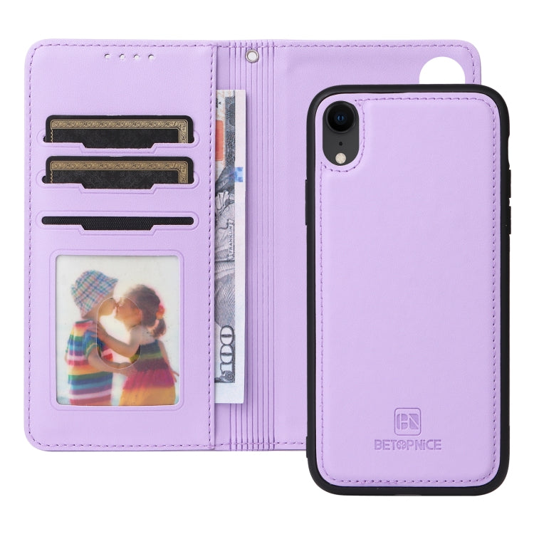 For iPhone XR BETOPNICE BN-005 2 in 1 Detachable Imitate Genuine Leather Phone Case(Light Purple) by BETOPNICE