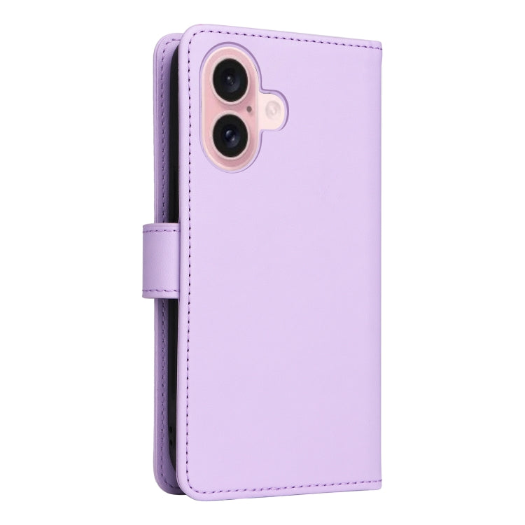 For iPhone 16 BETOPNICE BN-005 2 in 1 Detachable Imitate Genuine Leather Phone Case(Light Purple) by BETOPNICE