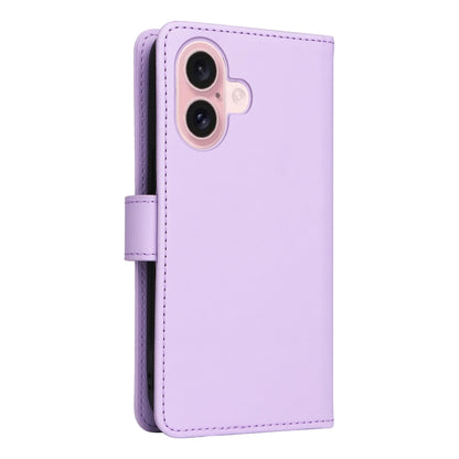 For iPhone 16 BETOPNICE BN-005 2 in 1 Detachable Imitate Genuine Leather Phone Case(Light Purple) by BETOPNICE