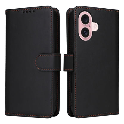 For iPhone 16 BETOPNICE BN-005 2 in 1 Detachable Imitate Genuine Leather Phone Case(Black) by BETOPNICE