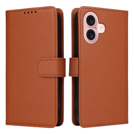 For iPhone 16 BETOPNICE BN-005 2 in 1 Detachable Imitate Genuine Leather Phone Case(Brown) by BETOPNICE