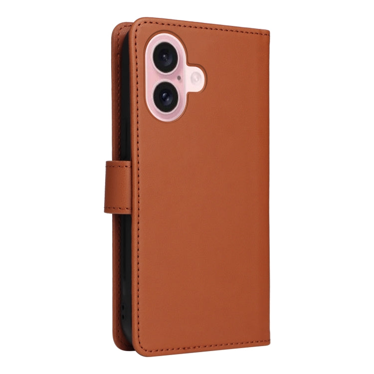 For iPhone 16 BETOPNICE BN-005 2 in 1 Detachable Imitate Genuine Leather Phone Case(Brown) by BETOPNICE