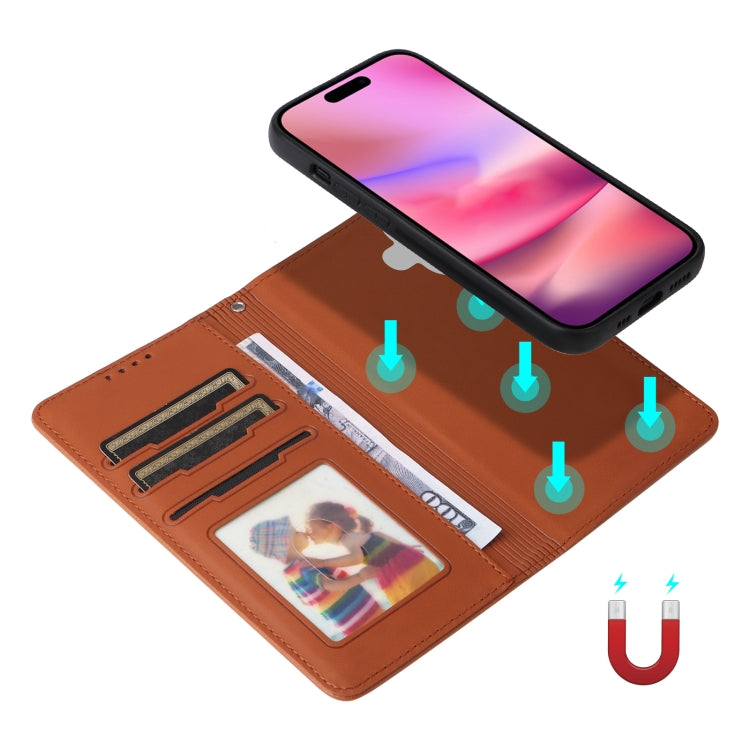 For iPhone 16 BETOPNICE BN-005 2 in 1 Detachable Imitate Genuine Leather Phone Case(Brown) by BETOPNICE