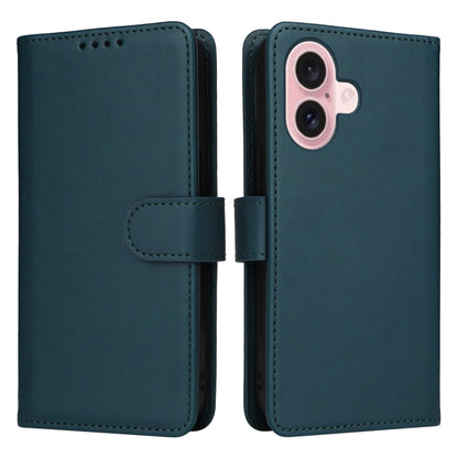 For iPhone 16 BETOPNICE BN-005 2 in 1 Detachable Imitate Genuine Leather Phone Case(Blue) by BETOPNICE